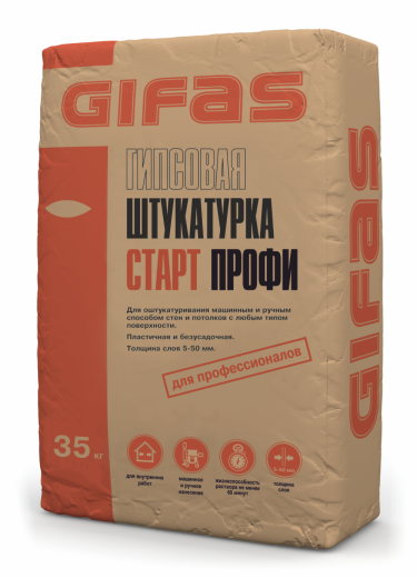 Гипсовая штукатурка СТАРТ ПРОФИ для машинного и ручного нанесения