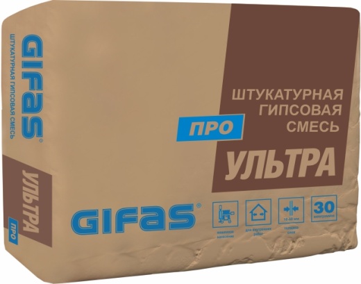 Гипсовая штукатурка УЛЬТРА ПРО для машинного и ручного нанесения